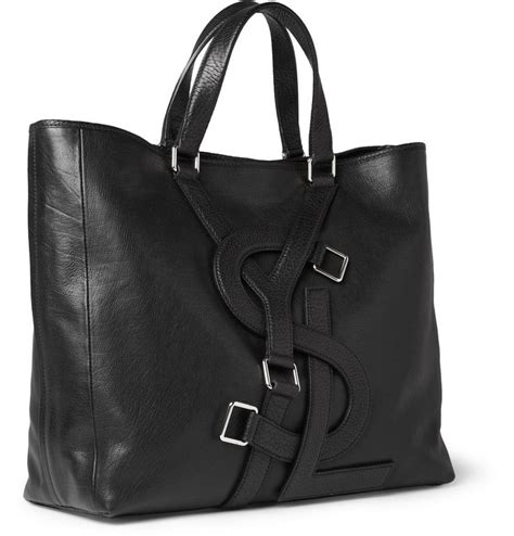 yves saint laurent logo strap leather tote bag|saint laurent tote bag sale.